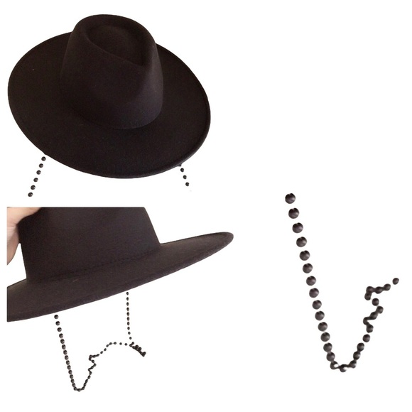 Hat medium fedora with string pearls black - Picture 1 of 6